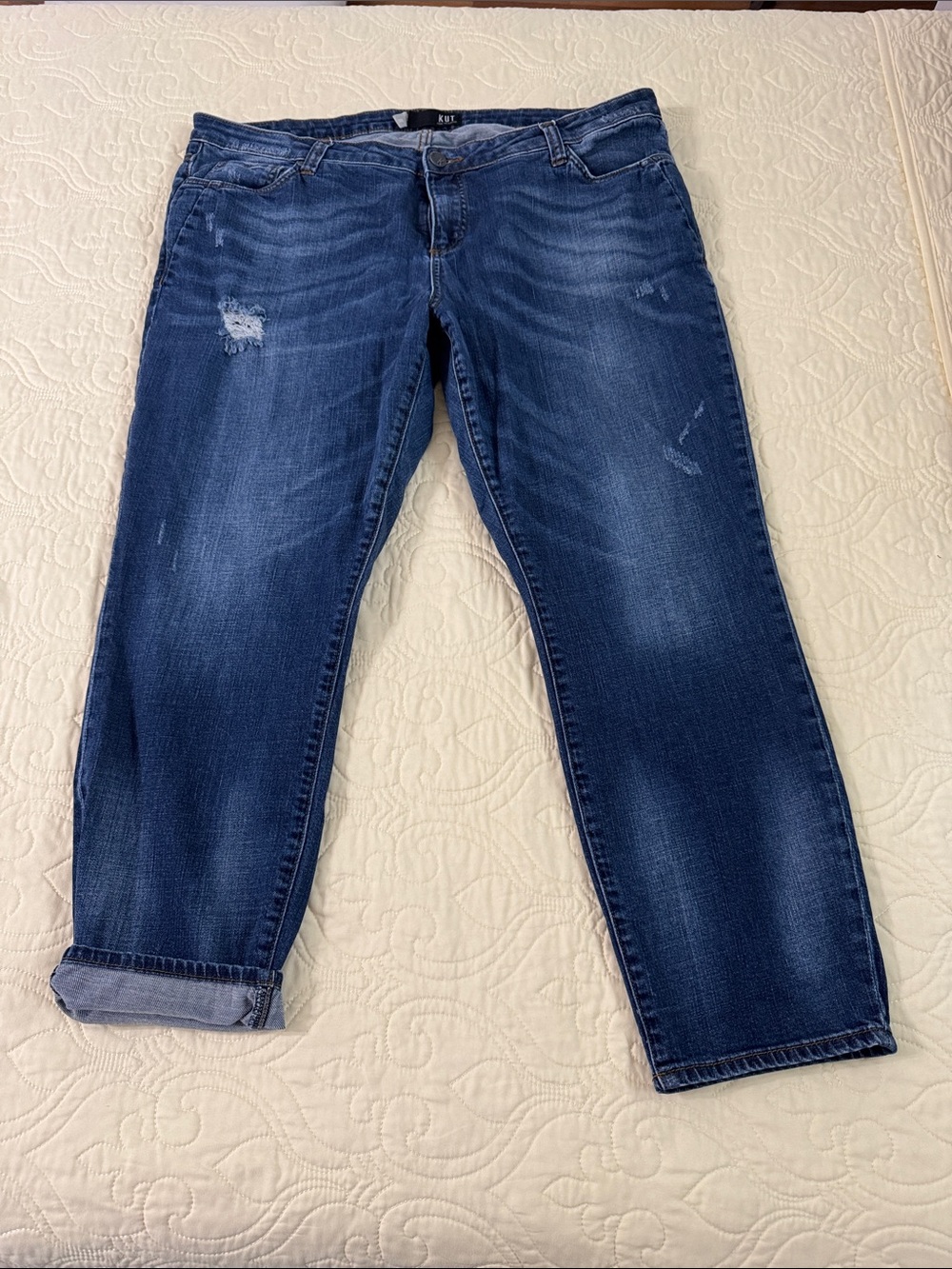 Kut from the Kloth Men's Medium/Dark Blue Relaxed Fit Distressed Jeans